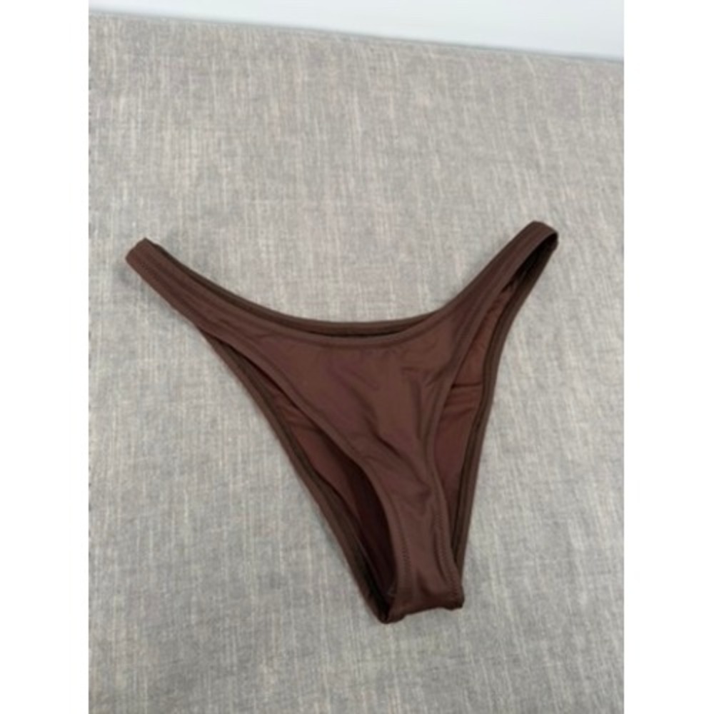 SKIMS Recycled Swim Cheeky Tanga Bikini Bottoms Cocoa Brown Size M Medium NWT